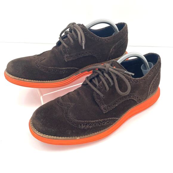 Cole Haan Men’s Lunar Grand Wingtip Oxford Sneakers Sz. 7.5 M Brown Suede - Picture 2 of 10